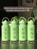 Chespin Water Bottle Engraved Coffee Tumbler with Sleeping Chespin Waterbottle, Kalos Grass Starter Thermos Anime Fan Birthday Gift