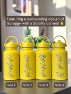 Scraggy Scrafty Water Bottle Engraved Waterbottle with Sleeping Scraggy Coffee Tumbler Thermos Flask, Dark Fighting Gamer Anniversary Gift