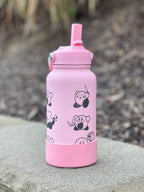 Kirby Water Bottle Engraved Waterbottle with Knife Kirby Warp Star & Hammer Coffee Tumbler Thermos, Gamer Anniversary Gift
