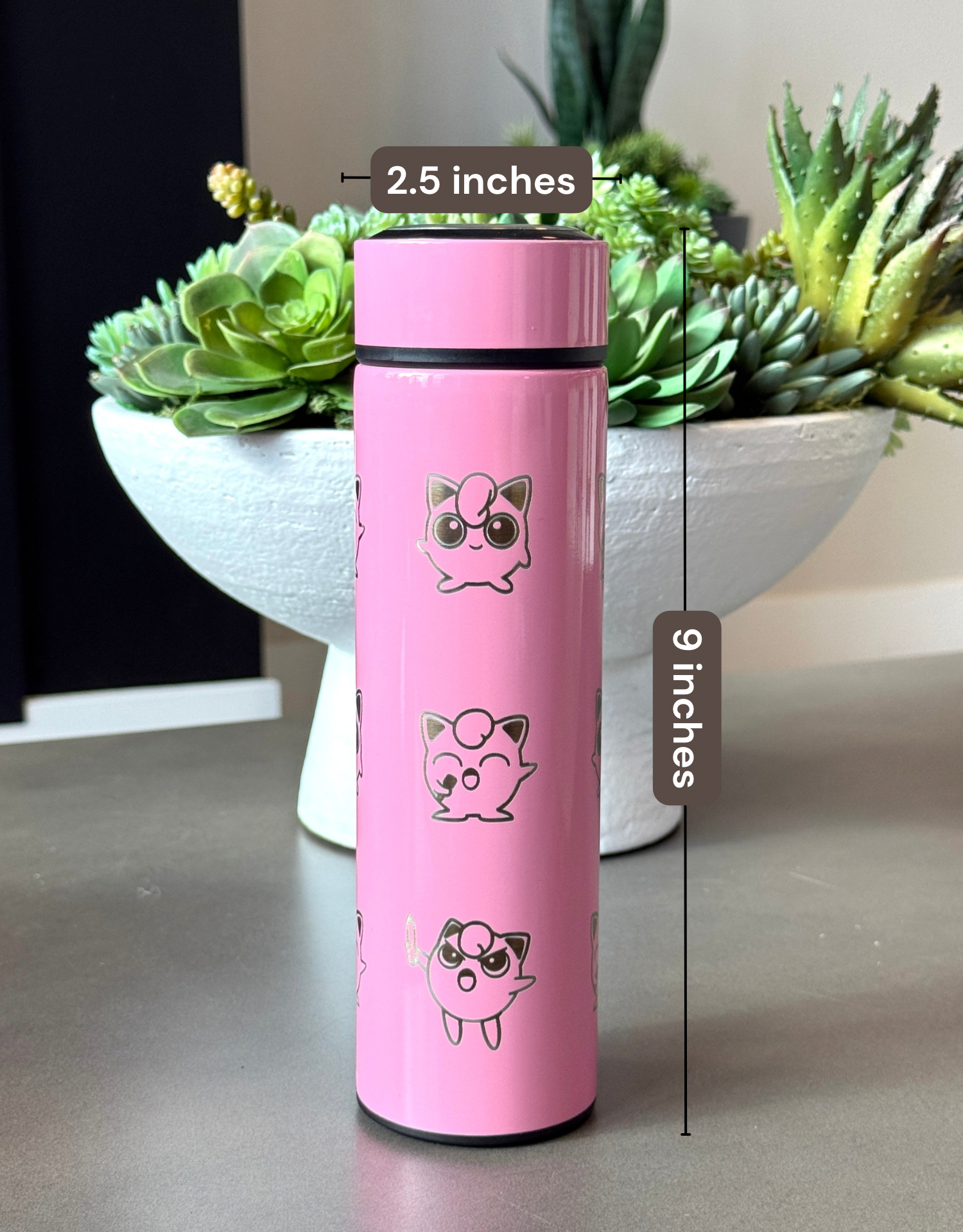Jigglypuff Coffee Tumbler Tea Infuser with Singing & Angry Jigglypuff with Marker Water Bottle Travel Mug, Anime Fan Gifti