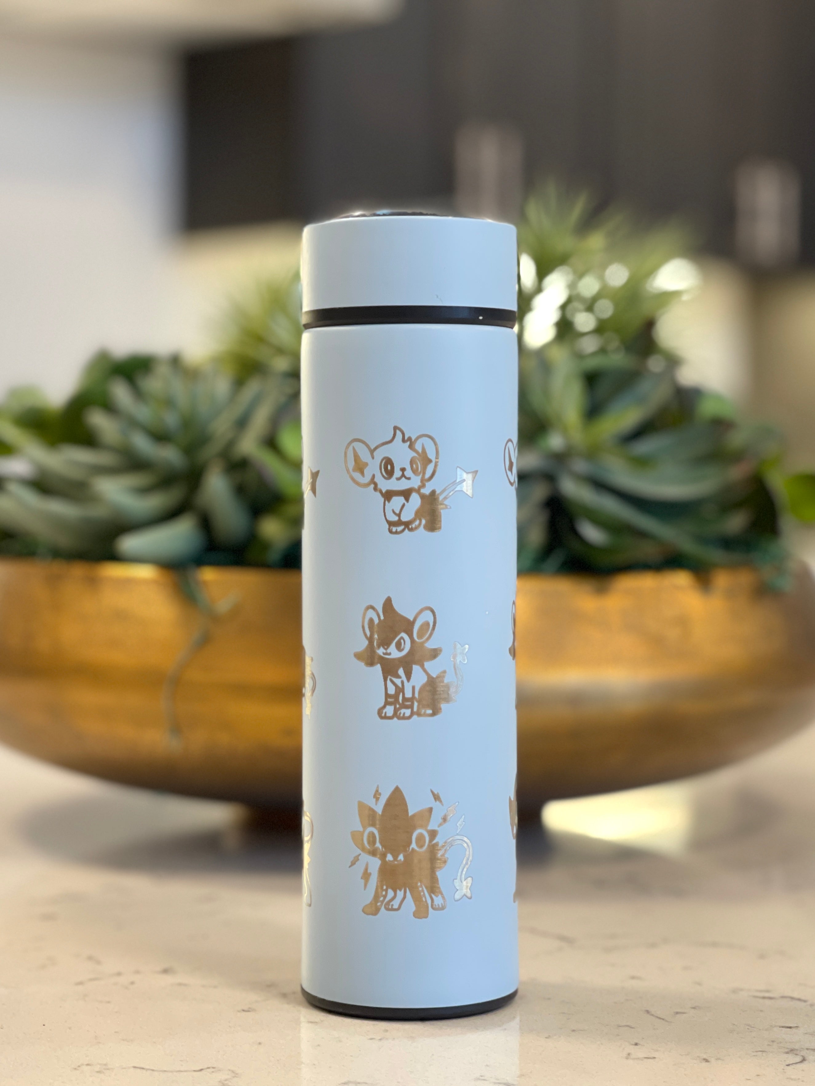 Shinx Luxio Luxray Coffee Tumbler Tea Infuser Shinx Evolution Trio, Engraved Water Bottle Travel Mug Thermos, Anime Fan Gift