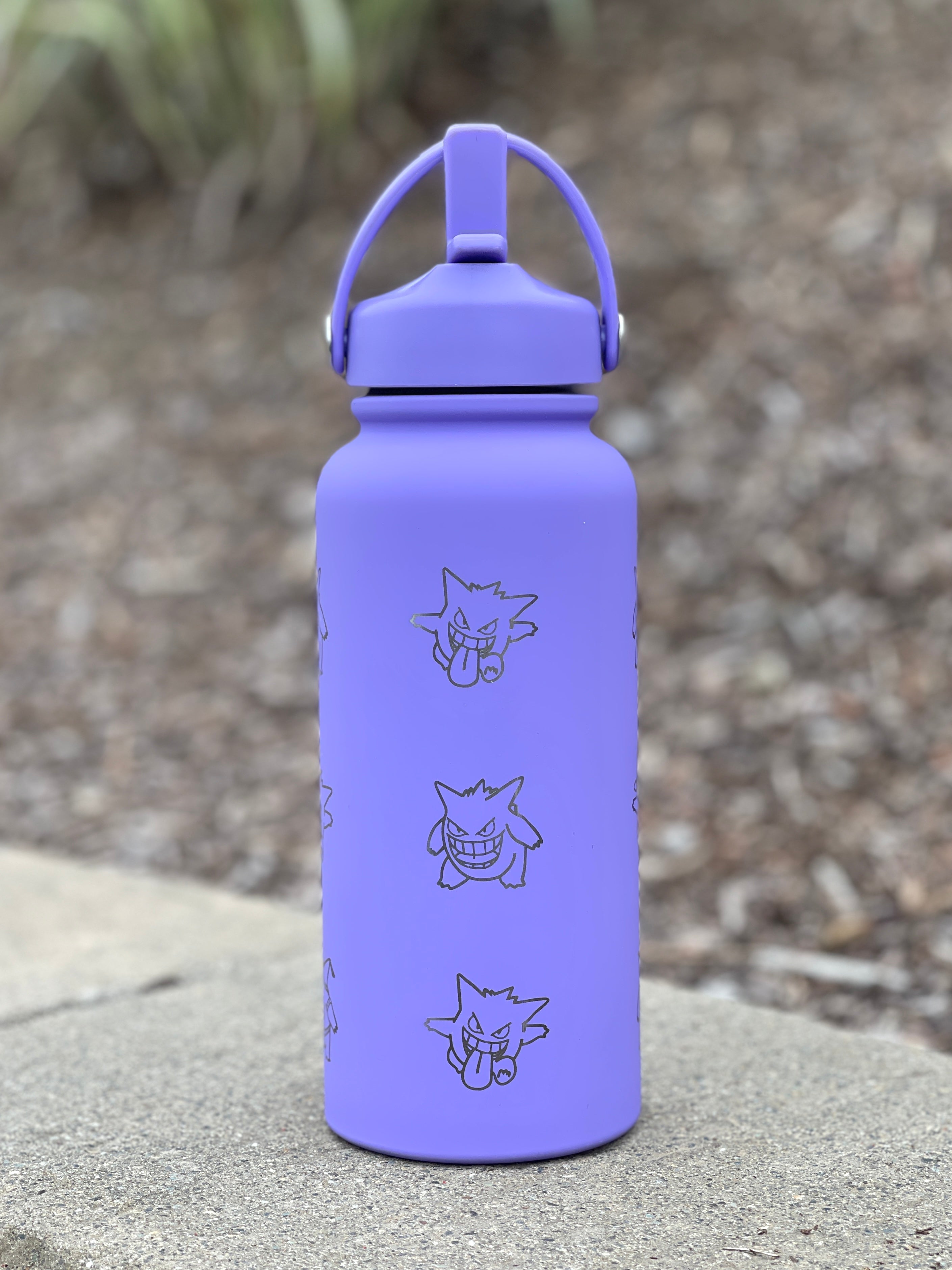 Gengar Water Bottle Coffee Tumbler with Go Event Halloween Witch Hat and Tricks N Treats Cursed Costume Waterbottle, Anime Fan Birthday Gift