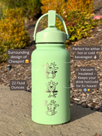 Chespin Water Bottle Engraved Coffee Tumbler with Sleeping Chespin Waterbottle, Kalos Grass Starter Thermos Anime Fan Birthday Gift