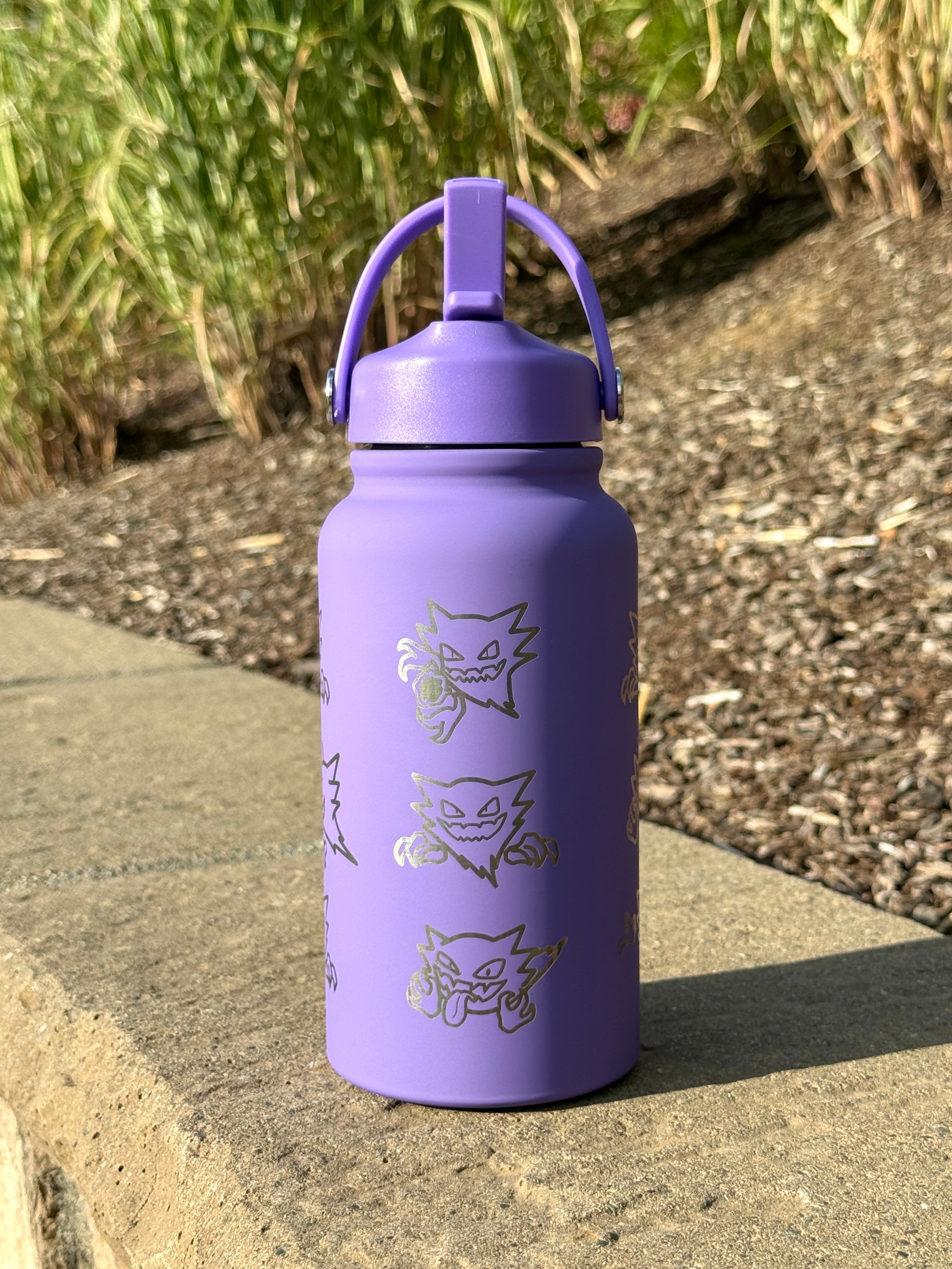 Haunter Water Bottle Engraved Waterbottle, Ghost Shadow Ball Coffee Tumbler Thermos Flask, Gamer Anniversary Gift