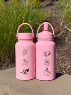 Eevee Evolutions Eeveelutions Pink Water Bottle Engraved Waterbottle Espeon Umbreon Leafeon Glaceon Sylveon Coffee Tumbler Thermos, Gamer Anniversary Gift