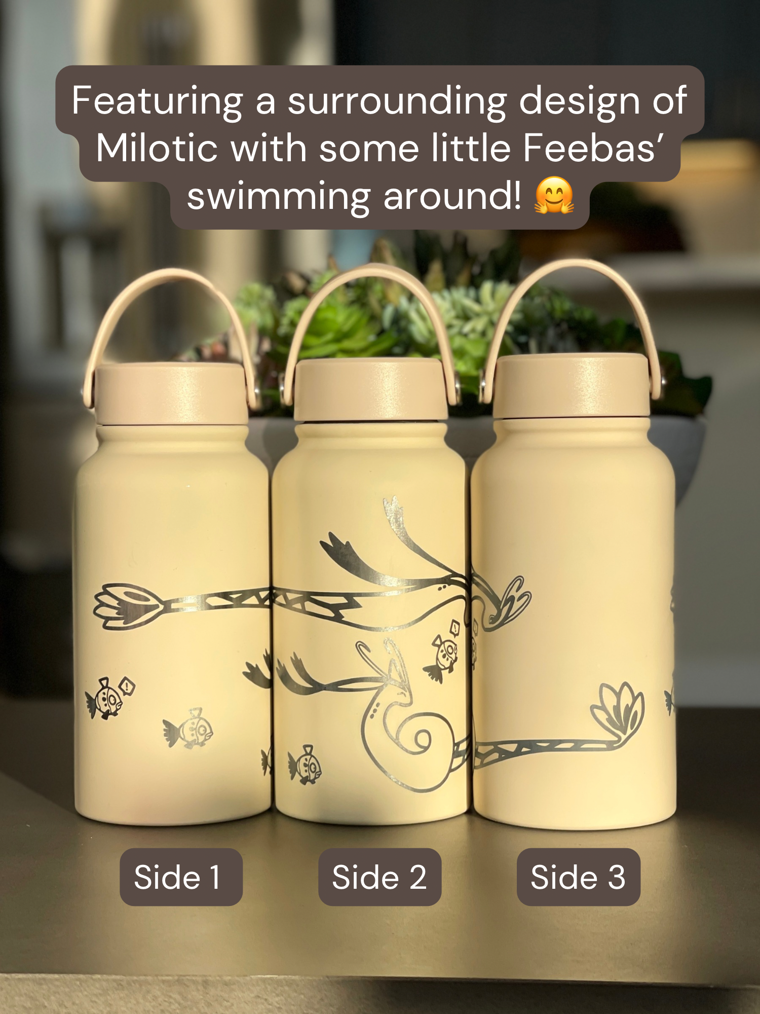 Milotic & Feebas Water Bottle Engraved Waterbottle, Dragon Coffee Tumbler Thermos Flask, Gamer Anniversary Gift