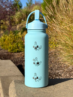 Mudkip Water Bottle Engraved Coffee Tumbler with Mystery Dungeon Scarf, Hoenn Water Starter Waterbottle Thermos, Cute Anime Birthday Gift