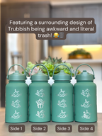 Trubbish Water Bottle Engraved Coffee Tumbler with Trubbish in Trash Can & Eating Berries Waterbottle, Funny Anime Fan Birthday Gift