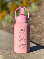 Skitty Water Bottle Engraved Waterbottle with Knitting & Sleeping Skitty, Cute Cat Coffee Tumbler Thermos Flask, Anime Anniversary Gift