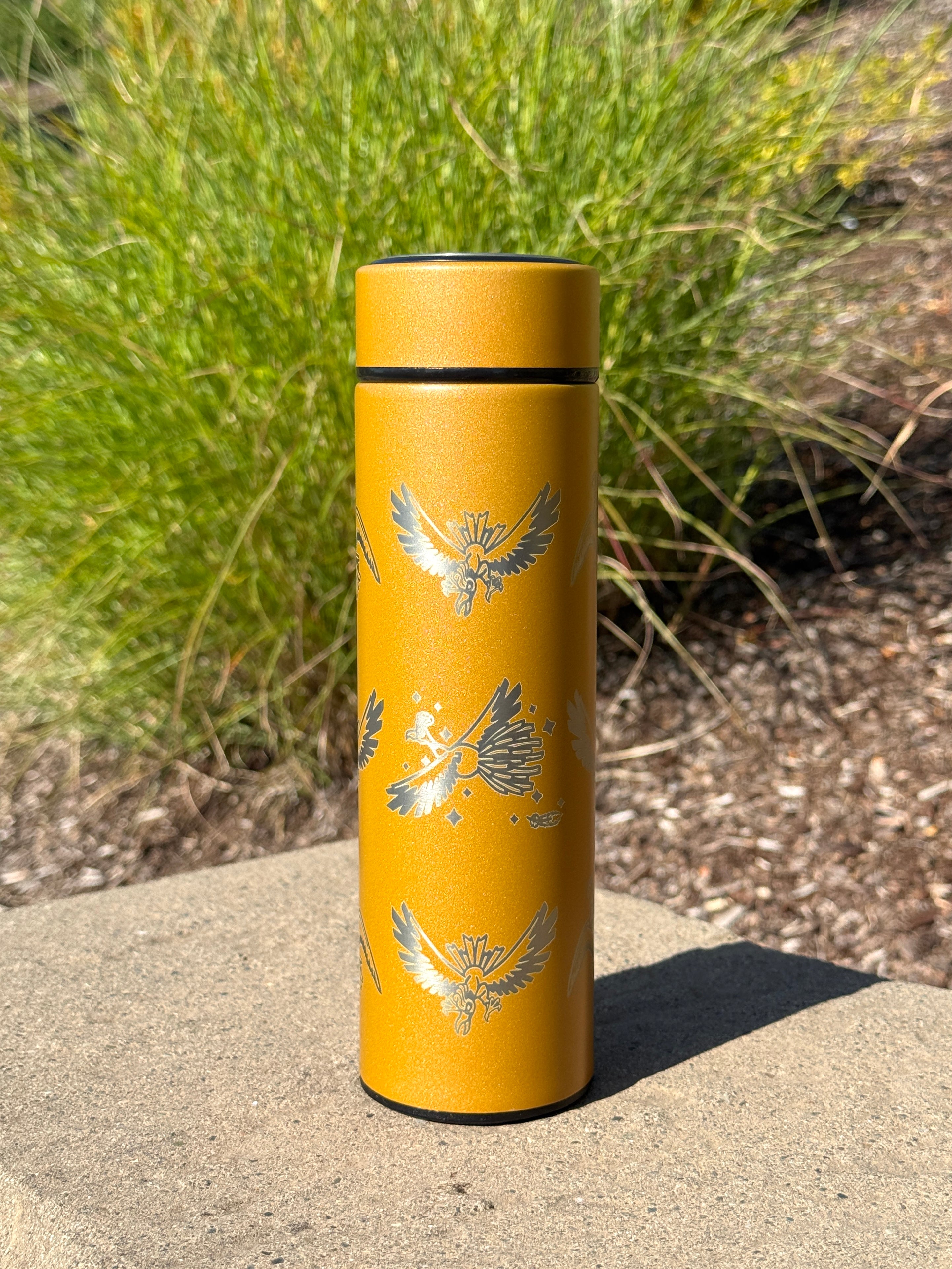 Ho-Oh Coffee Tumbler Tea Infuser, Johto Legendary Engraved Water Bottle Travel Mug, Anime Fan Gift