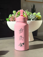 Eevee Evolutions Eeveelutions Pink Water Bottle Engraved Waterbottle Espeon Umbreon Leafeon Glaceon Sylveon Coffee Tumbler Thermos, Gamer Anniversary Gift