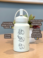 Alolan Vulpix Ninetails Water Bottle Engraved Coffee Tumbler Waterbottle, Snowy Egg & Sleeping Vulpix Thermos Anime Fan Anniversary Gift