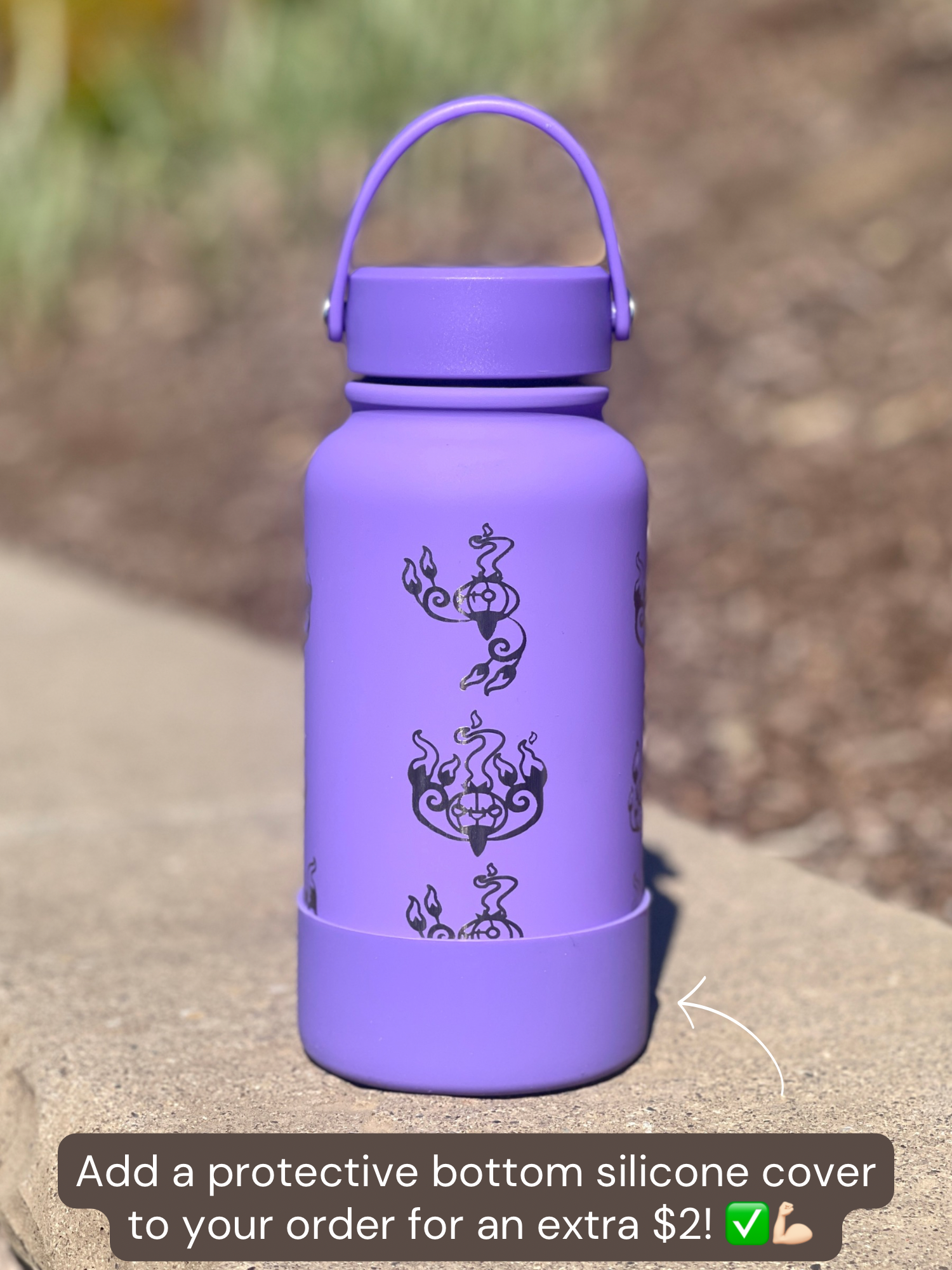Chandelure Water Bottle Engraved Waterbottle with Mega Chandelure & Litwick, Ghost Chandalier Coffee Tumbler Thermos Flask, Gamer Anniversary Gift