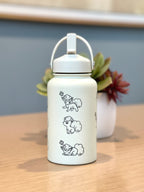 Alolan Vulpix Ninetails Water Bottle Engraved Coffee Tumbler Waterbottle, Snowy Egg & Sleeping Vulpix Thermos Anime Fan Anniversary Gift