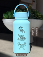 Poliwag Poliwhirl Poliwrath Waterbottle Engraved Water Bottle with Gangster Poliwag & Sleeping Poliwhirl Coffee Tumbler Thermos Flask, Gamer Birthday Gift