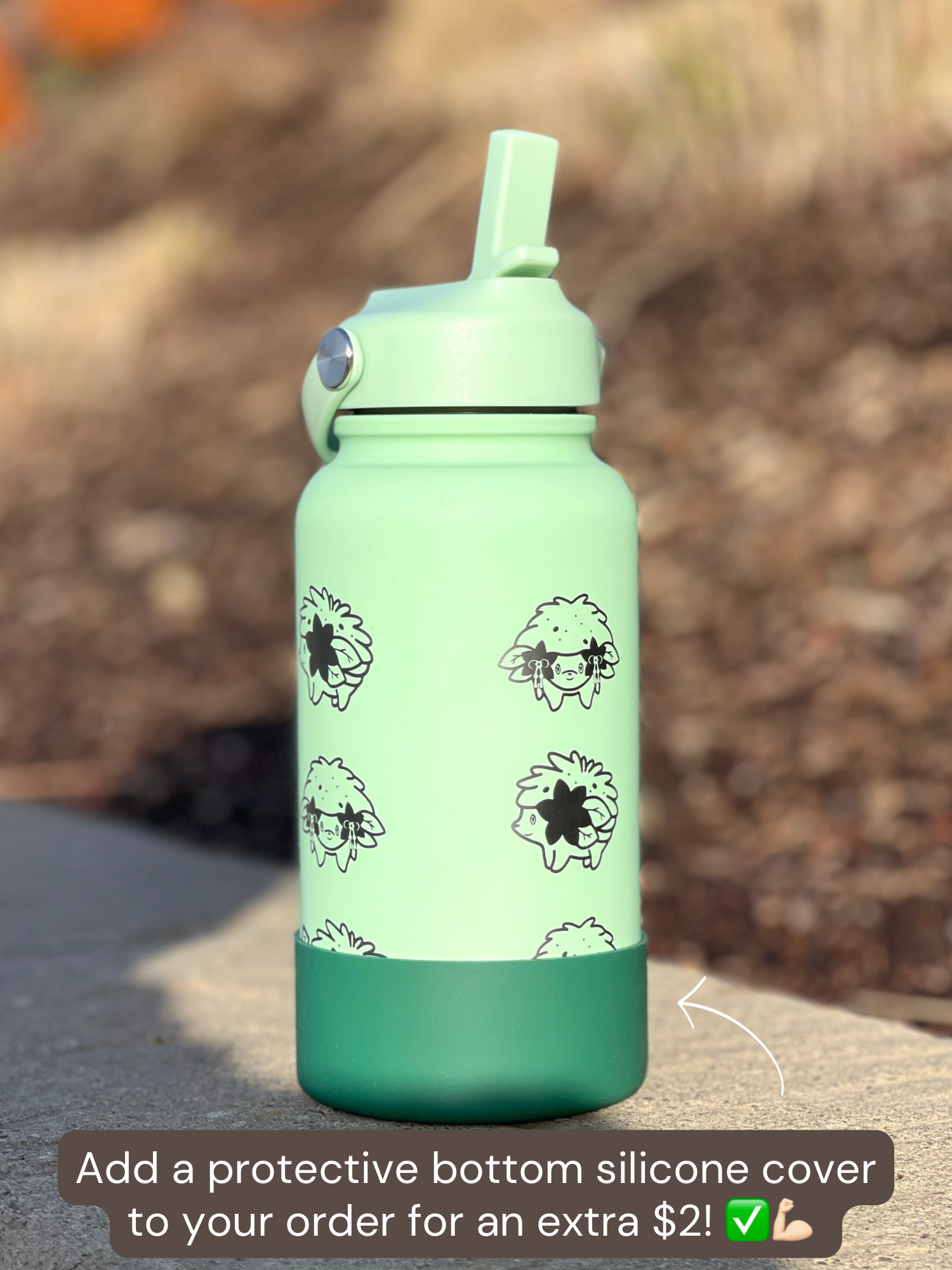 Shaymin Water Bottle Engraved Coffee Tumbler Land & Sky Forme, Waterbottle, Grass Mythical Thermos Anime Fan Birthday Gift