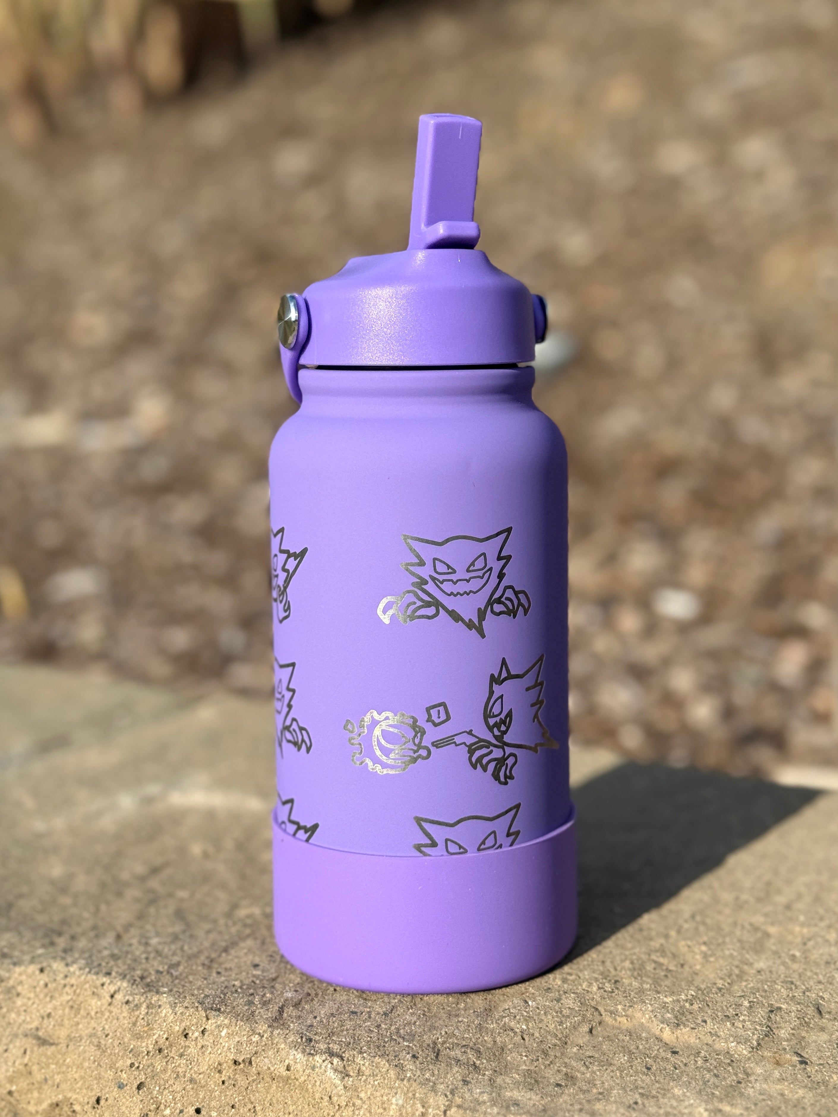Haunter Water Bottle Engraved Waterbottle, Ghost Shadow Ball Coffee Tumbler Thermos Flask, Gamer Anniversary Gift