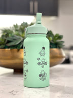 Budew Roselia Roserade Water Bottle Engraved Coffee Tumbler, Budew with Sunglasses, Grass Evolution Trio, Anime Fan Birthday Gift