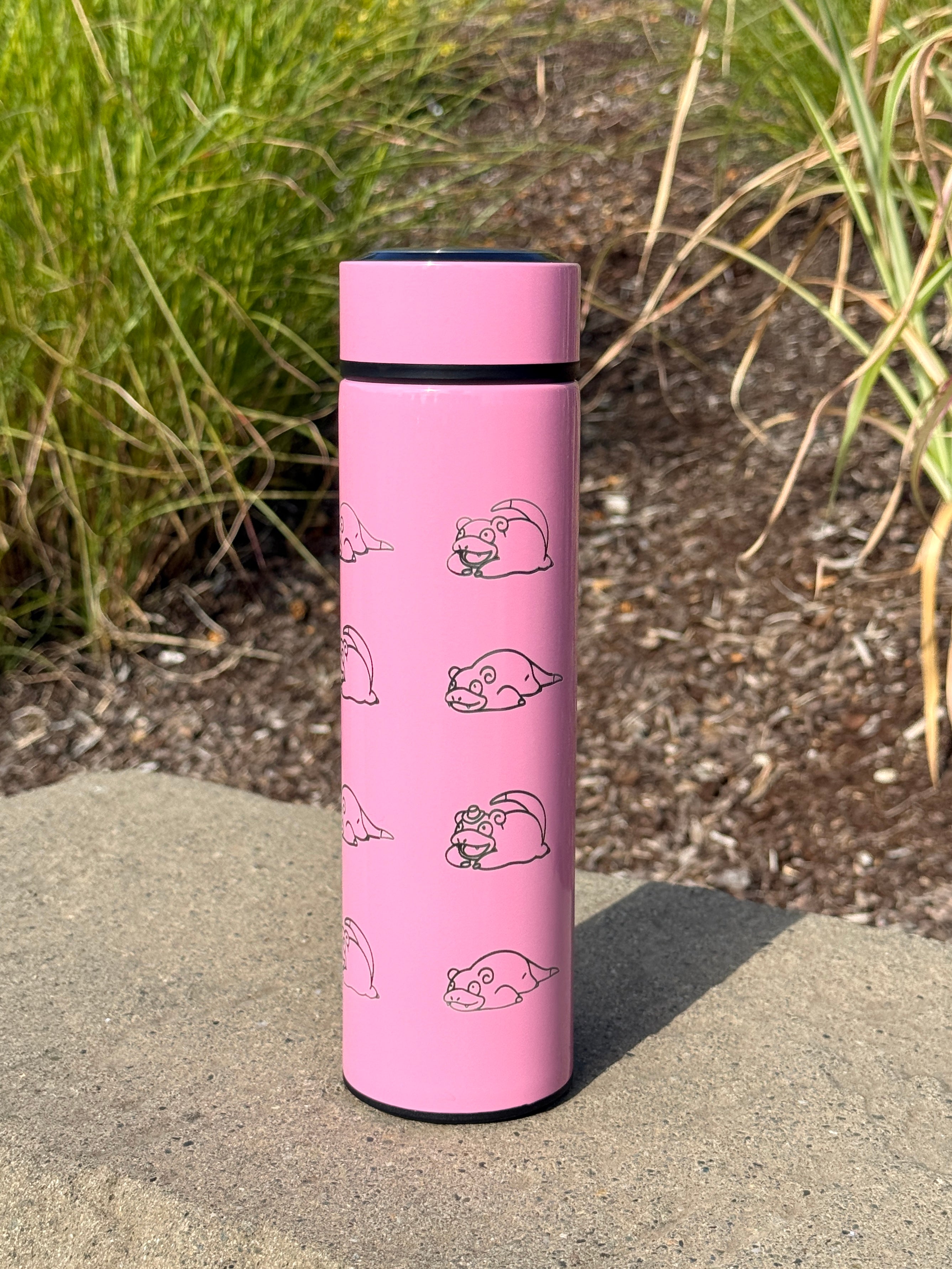 Slowpoke Coffee Tumbler Tea Infuser with Galarian Slowpoke and Detective Hat Water Bottle Travel Mug, Anime Fan Gift
