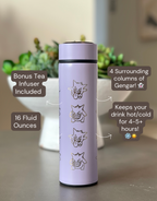 Gengar Coffee Tumbler Tea Infuser with Halloween Witch Hat and Tricks N Treats Cursed Costume Engraved Waterbottle Thermos, Anime Fan Gift