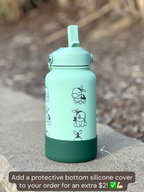 Turtwig Water Bottle Engraved Coffee Tumbler with Sleeping & Angry Turtwig Maid, Waterbottle, Grass Starter Thermos Anime Fan Birthday Gift