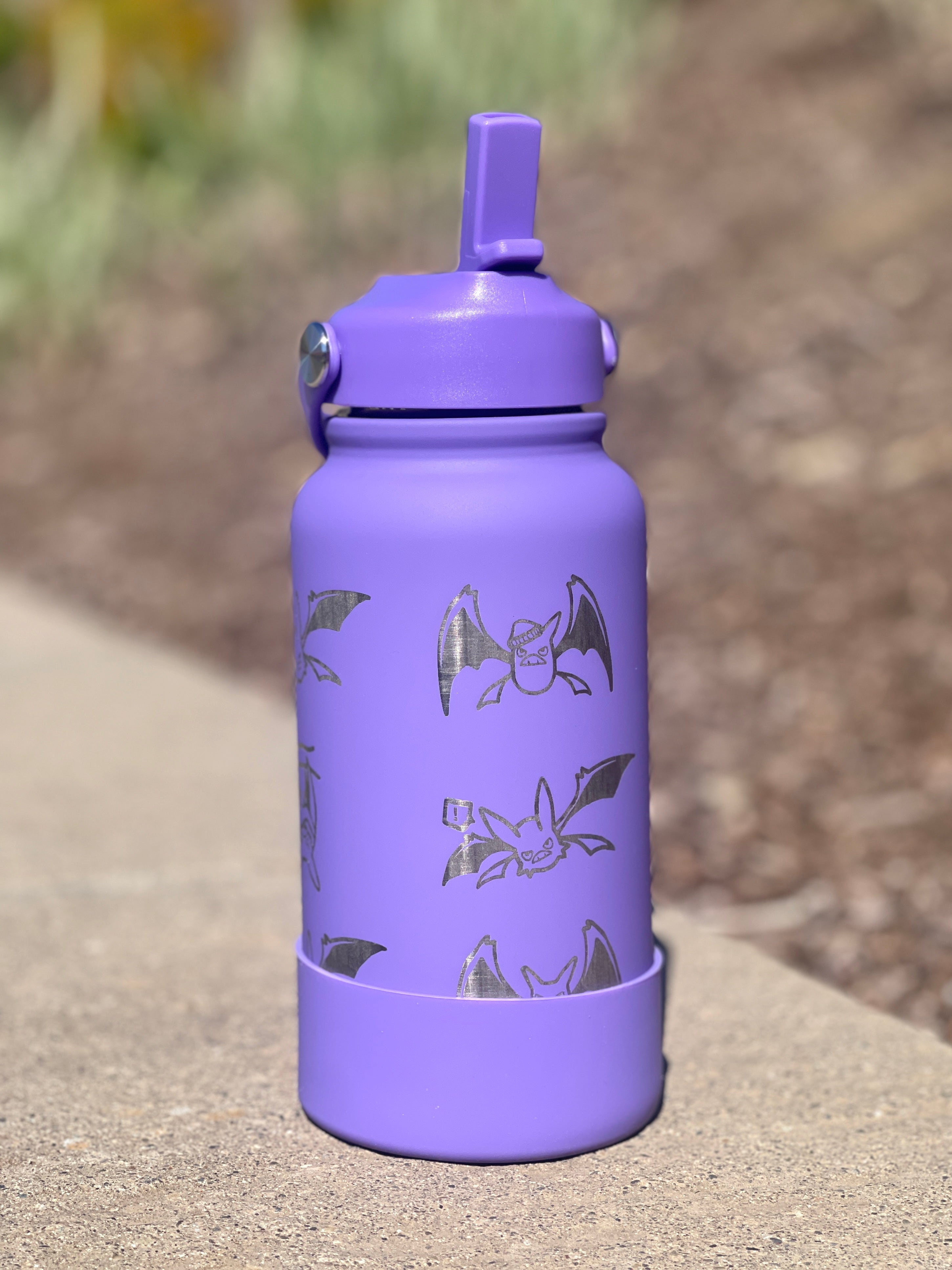 Crobat Water Bottle Engraved Waterbottle, Bat Crobat with Beanie Coffee Tumbler Thermos Travel Mug, Gamer Anniversary Gift