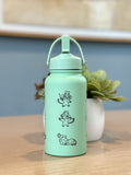 Grookey Water Bottle Engraved Coffee Tumbler with Sleeping & Angry Grookey, Grass Starter Thermos Anime Fan Birthday Gift