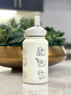 Alolan Vulpix Ninetails Water Bottle Engraved Coffee Tumbler Waterbottle, Snowy Egg & Sleeping Vulpix Thermos Anime Fan Anniversary Gift