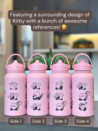 Kirby Water Bottle Engraved Waterbottle with Knife Kirby Warp Star & Hammer Coffee Tumbler Thermos, Gamer Anniversary Gift