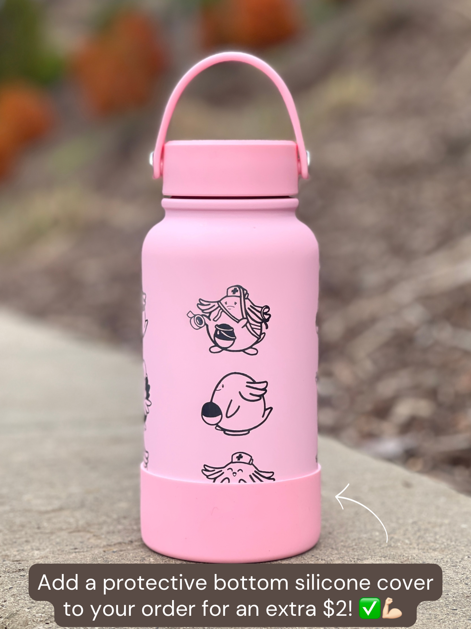 Chansey Blissey Water Bottle Engraved Waterbottle with Nurse & Sad Chansey, Cute Tumbler Thermos Flask, Gamer Anniversary Gift