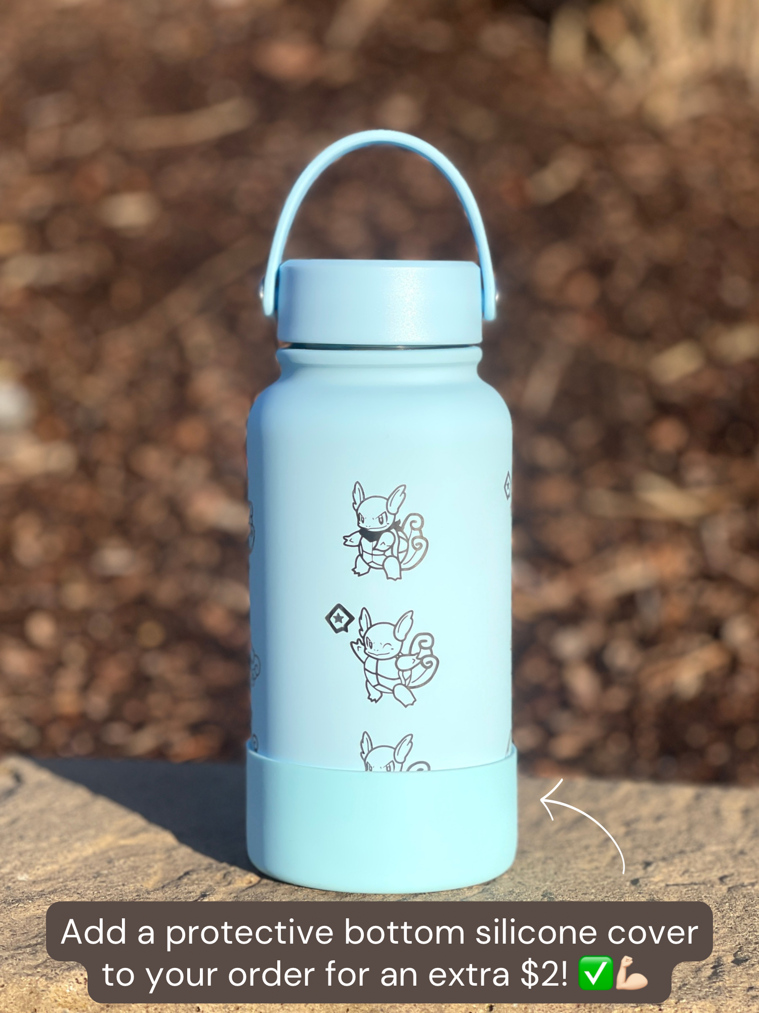 Wartortle Water Bottle Engraved Waterbottle with Scarf Sunglasses & Swimming Wartortle, Coffee Tumbler Thermos Flask, Gamer Anniversary Gift