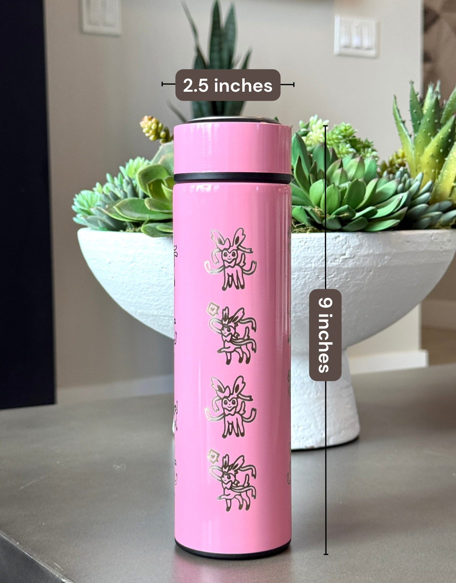 Sylveon Coffee Tumbler Tea Infuser, Fairy Eeveelution Water Bottle Travel Mug, Anime Fan Gift