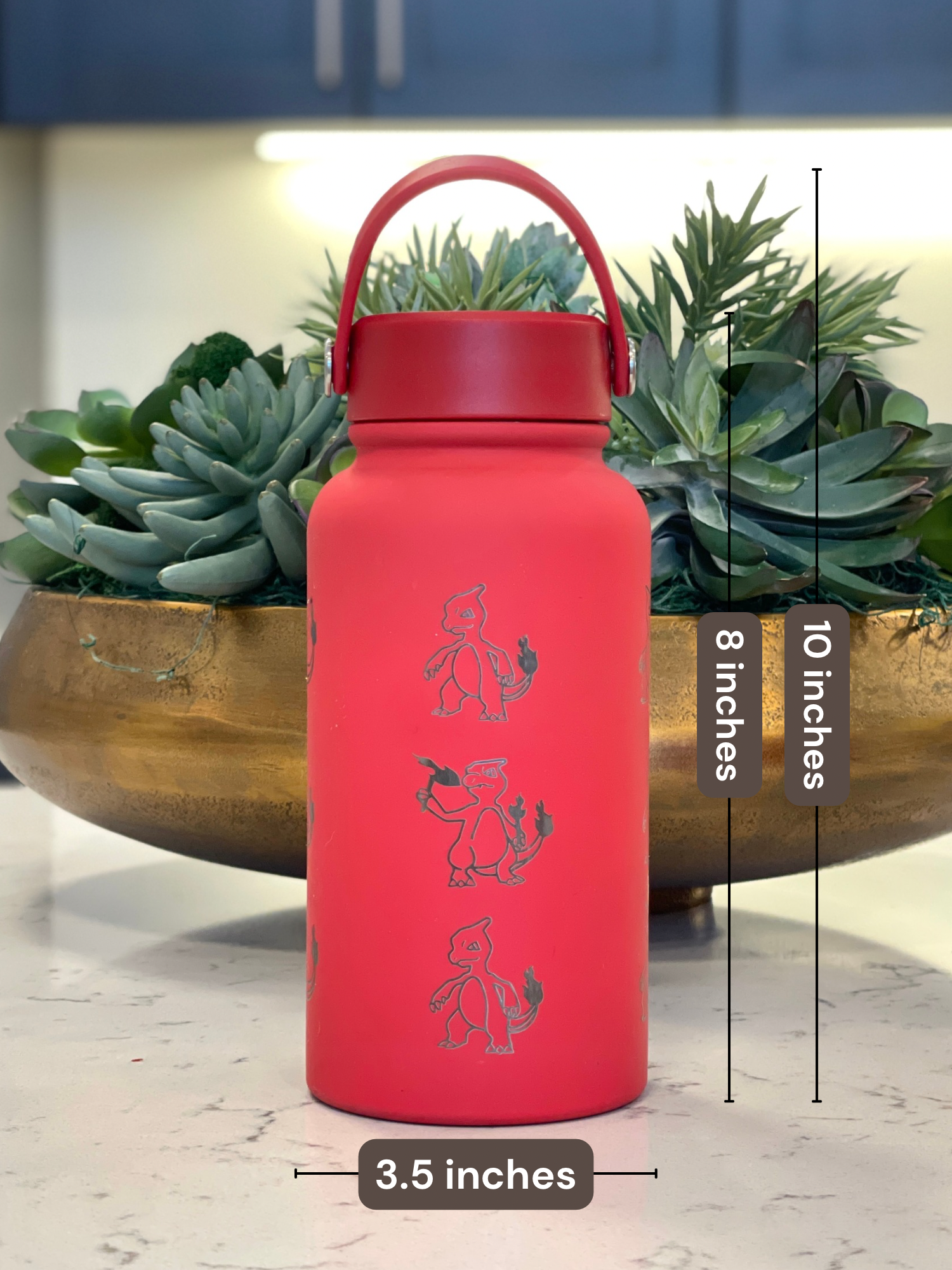Charmeleon Water Bottle Engraved Waterbottle with Sleeping Charmeleon Coffee Tumbler Thermos Flask, Gamer Anniversary Gift