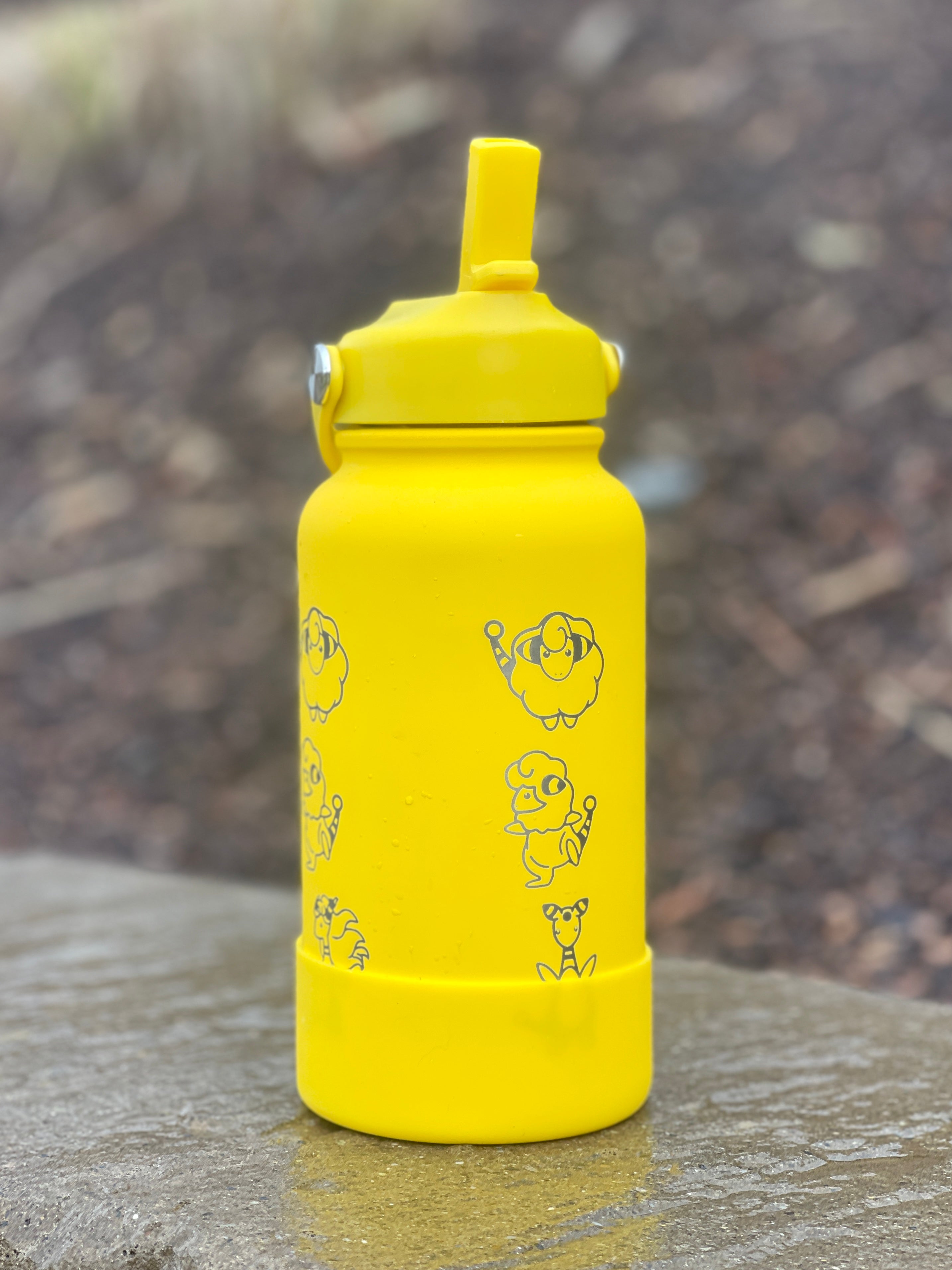 Mareep Flaffy Ampharos Water Bottle Engraved Waterbottle with Mega Ampharos, Mareep Evolution Trio Coffee Tumbler Thermos, Gamer Anniversary Gift
