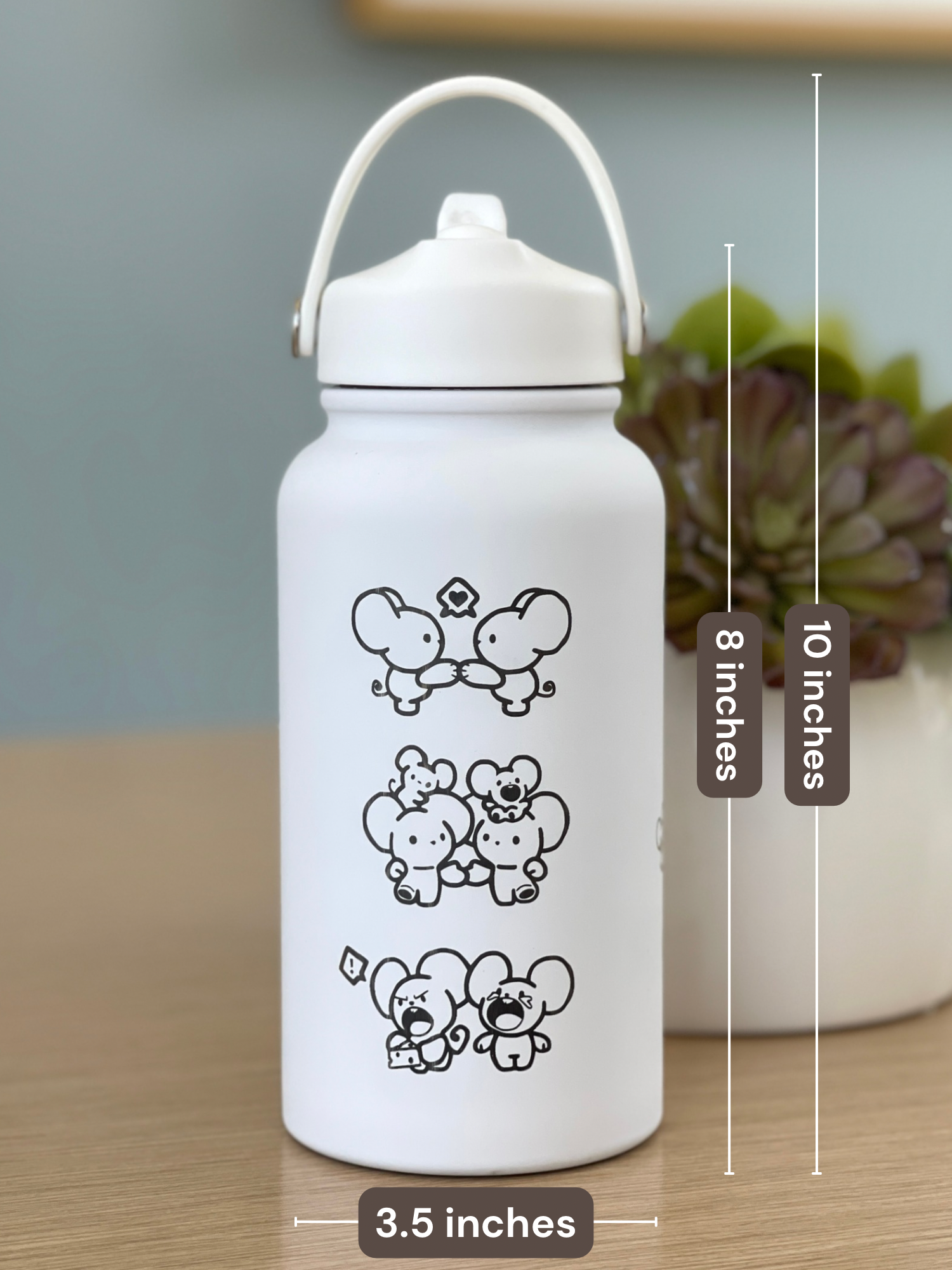 Tandemaus Maushold Water Bottle Engraved Coffee Tumbler Rock Star Maushold Family of Three Waterbottle, Mouse Family Thermos Anime Fan Birthday Gift