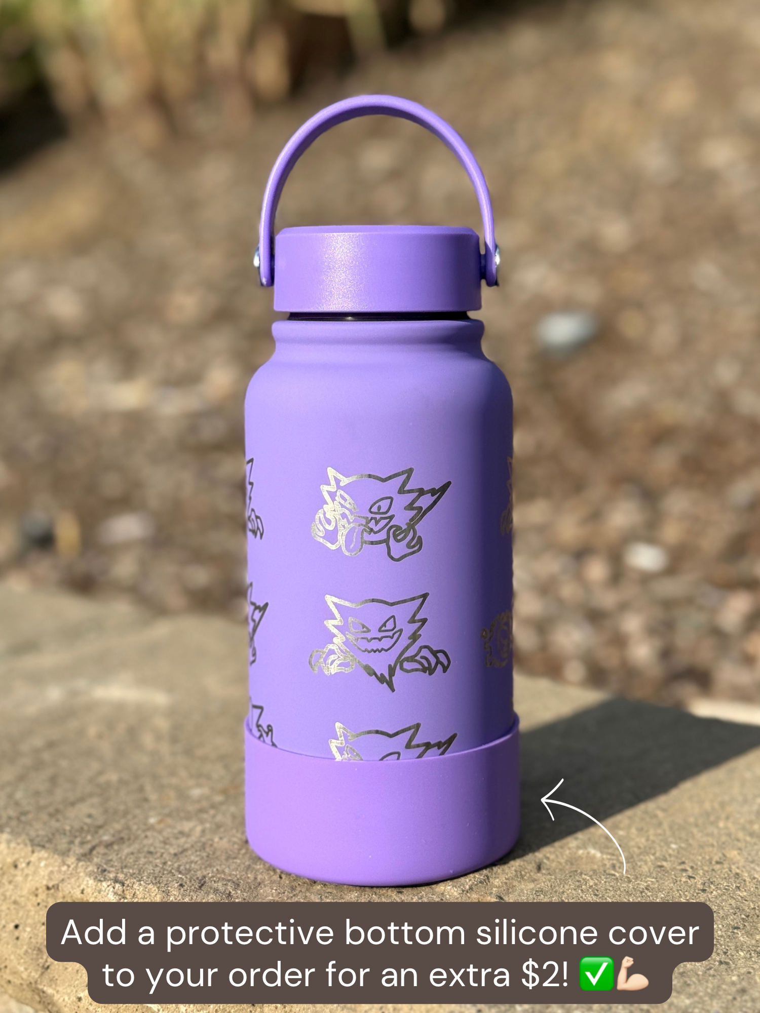 Haunter Water Bottle Engraved Waterbottle, Ghost Shadow Ball Coffee Tumbler Thermos Flask, Gamer Anniversary Gift