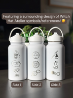Witch Hat Atelier Water Bottle Engraved Coffee Tumbler, Iguin Rainflinger Palm Quire Symbol Brushbuddy Diadem Herb Quifrey Glasses, Anime Fan Birthday Gift