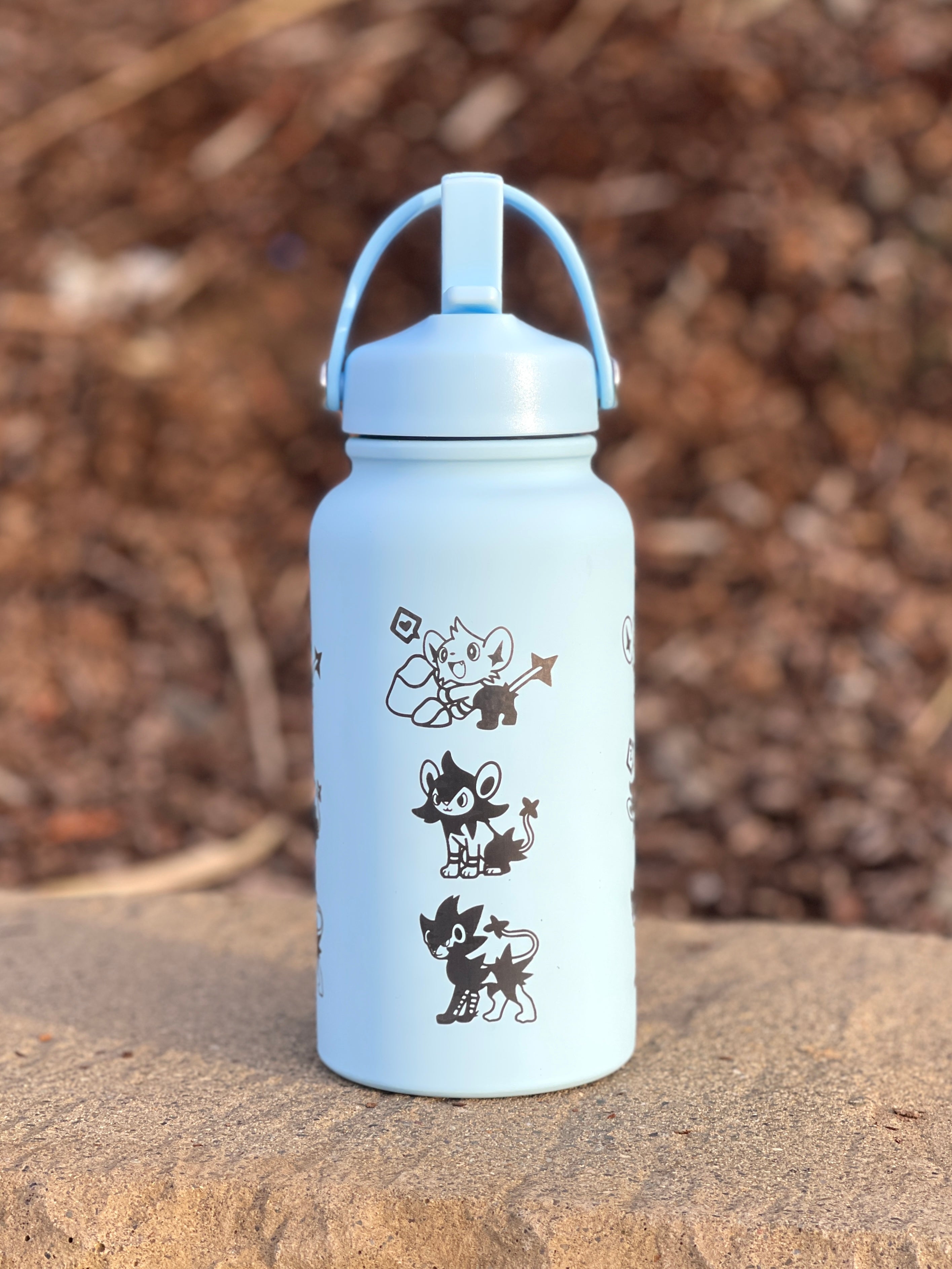 Shinx Luxio Luxray Water Bottle Engraved Waterbottle, Shinx Evolution Line Coffee Tumbler Thermos Flask, Gamer Anniversary Gift