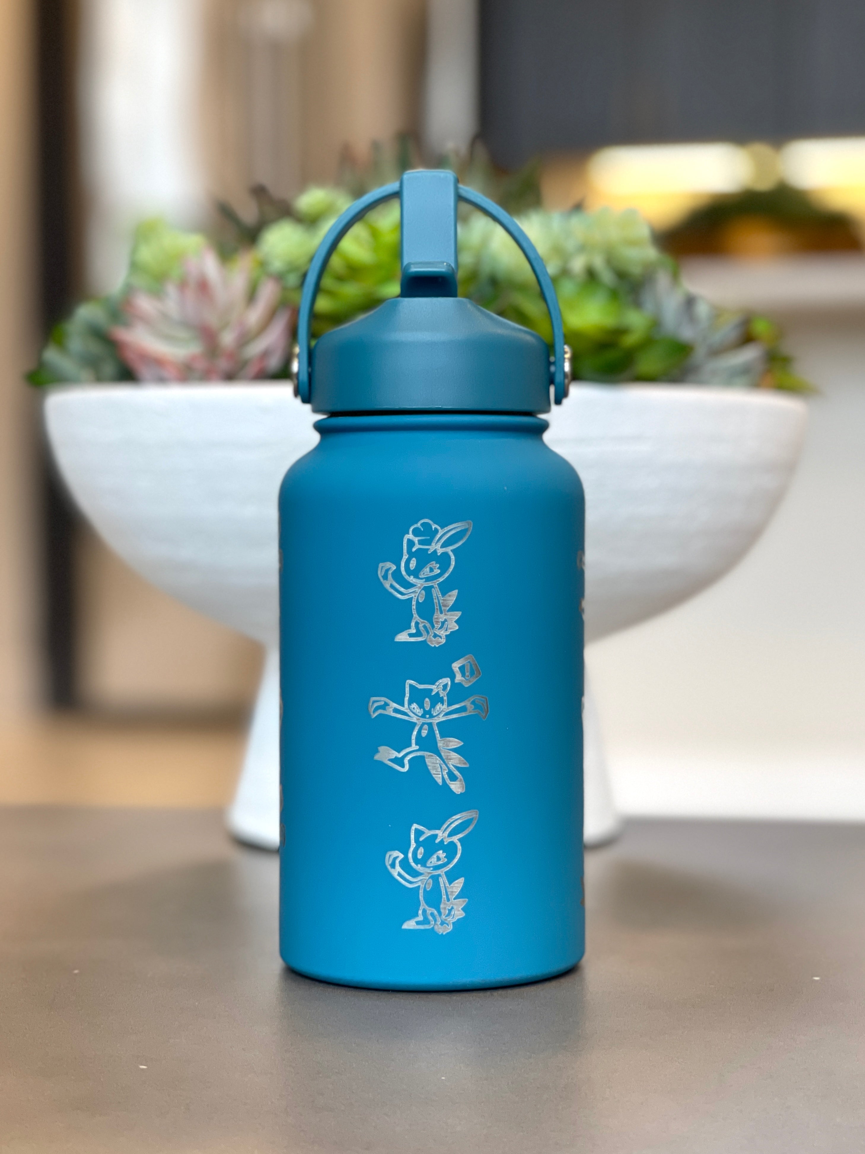 Sneasel Weavile Water Bottle Engraved Coffee Tumbler with Sneasel Chef Hat Waterbottle, Anime Fan Birthday Gift