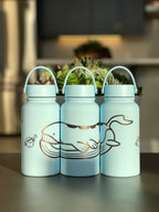 Wailord & Wailmer Water Bottle Engraved Waterbottle, Huge Wailord Whale Coffee Tumbler Thermos Flask, Gamer Anniversary Gift