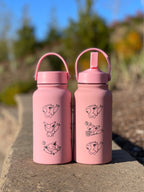 Skitty Water Bottle Engraved Waterbottle with Knitting & Sleeping Skitty, Cute Cat Coffee Tumbler Thermos Flask, Anime Anniversary Gift