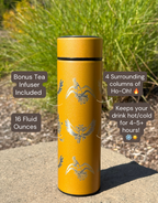 Ho-Oh Coffee Tumbler Tea Infuser, Johto Legendary Engraved Water Bottle Travel Mug, Anime Fan Gift