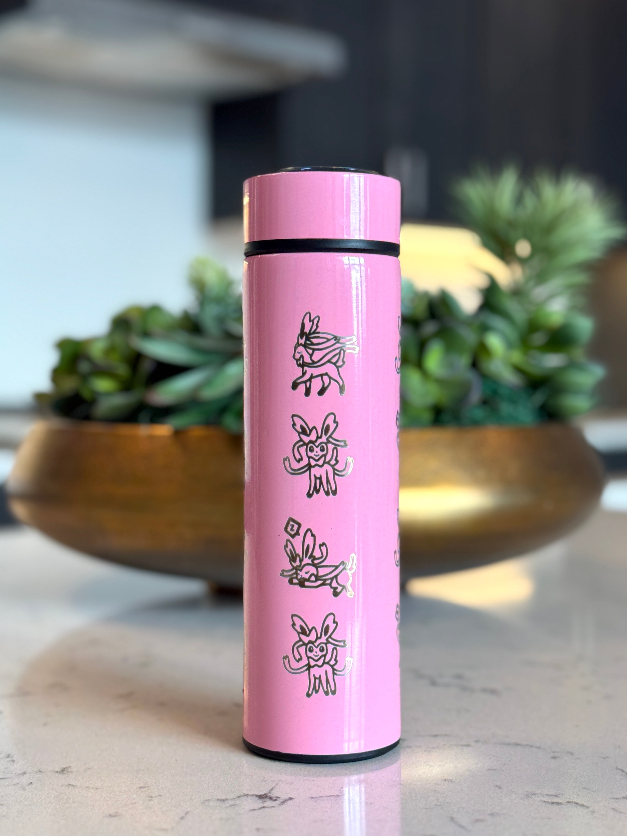 Sylveon Coffee Tumbler Tea Infuser, Fairy Eeveelution Water Bottle Travel Mug, Anime Fan Gift