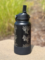 Hydreigon Water Bottle Engraved Waterbottle with Iron Jugulis & Deino Coffee Tumbler Thermos Flask, Dragon Gamer Anniversary Gift