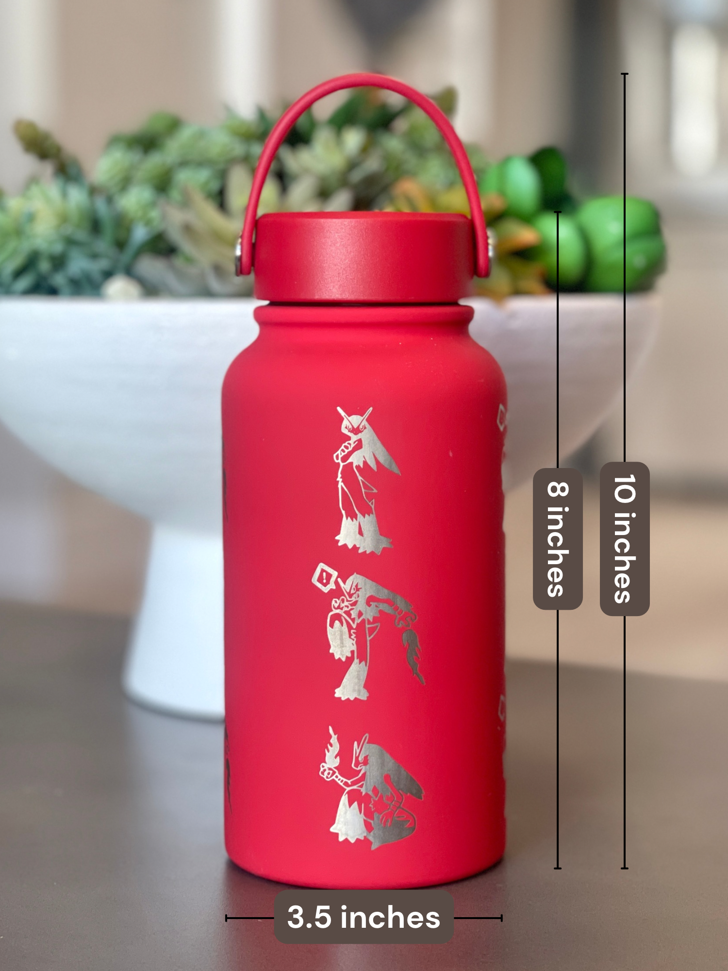 Blaziken Water Bottle Engraved Waterbottle with Mega Blaziken, Hoenn Starter Coffee Tumbler Thermos Flask, Gamer Anniversary Gift