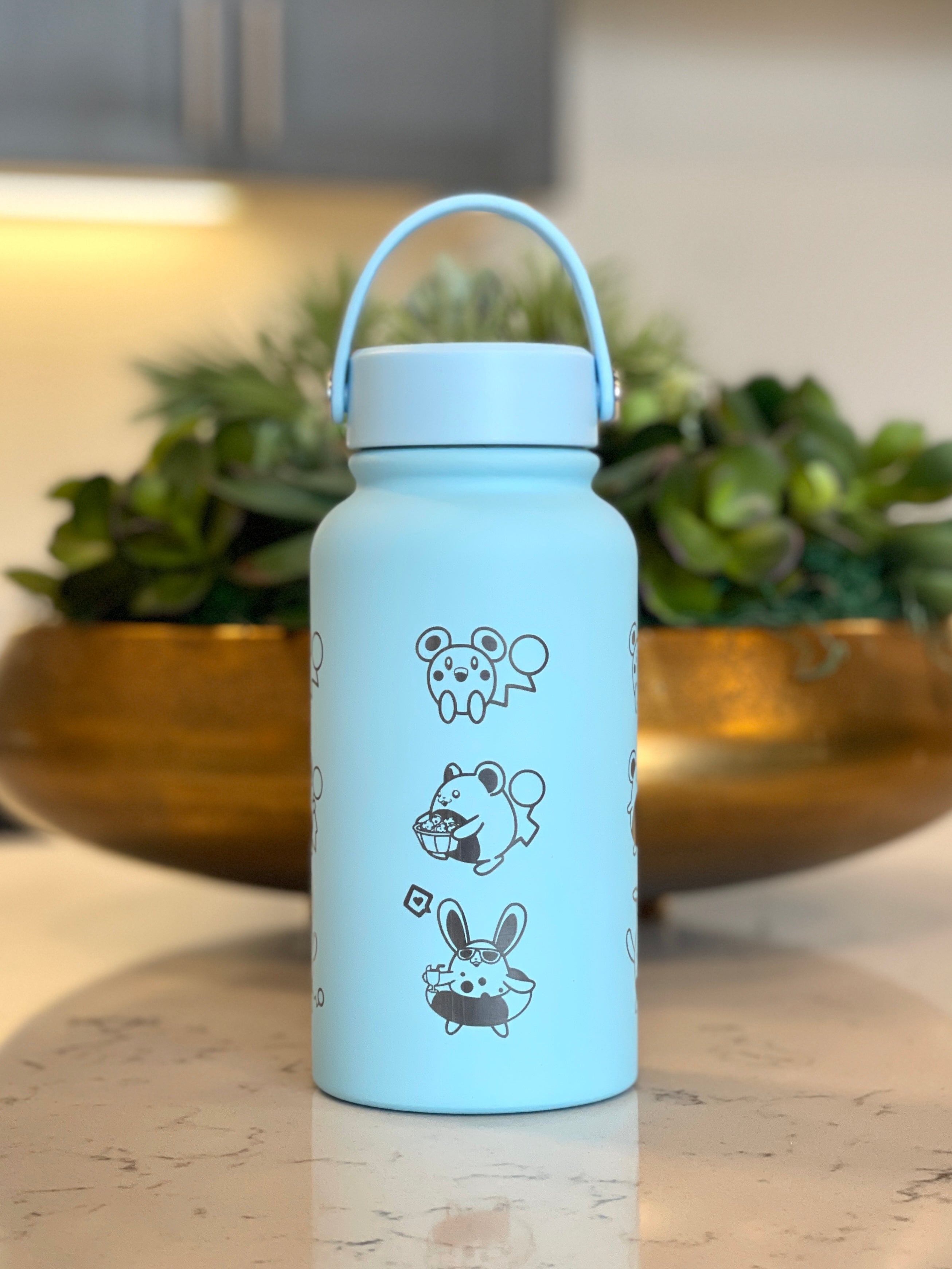 Azurill Marill Azumarill Water Bottle Engraved Waterbottle, Marill Evolution Line Coffee Tumbler Thermos Travel Mug, Gamer Anniversary Gift