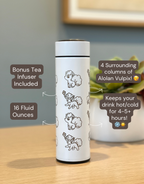 Alolan Vulpix Ninetails Coffee Tumbler Tea Infuser, Engraved Water Bottle Travel Mug, Sleeping Vulpix Cute Anime Fan Gift