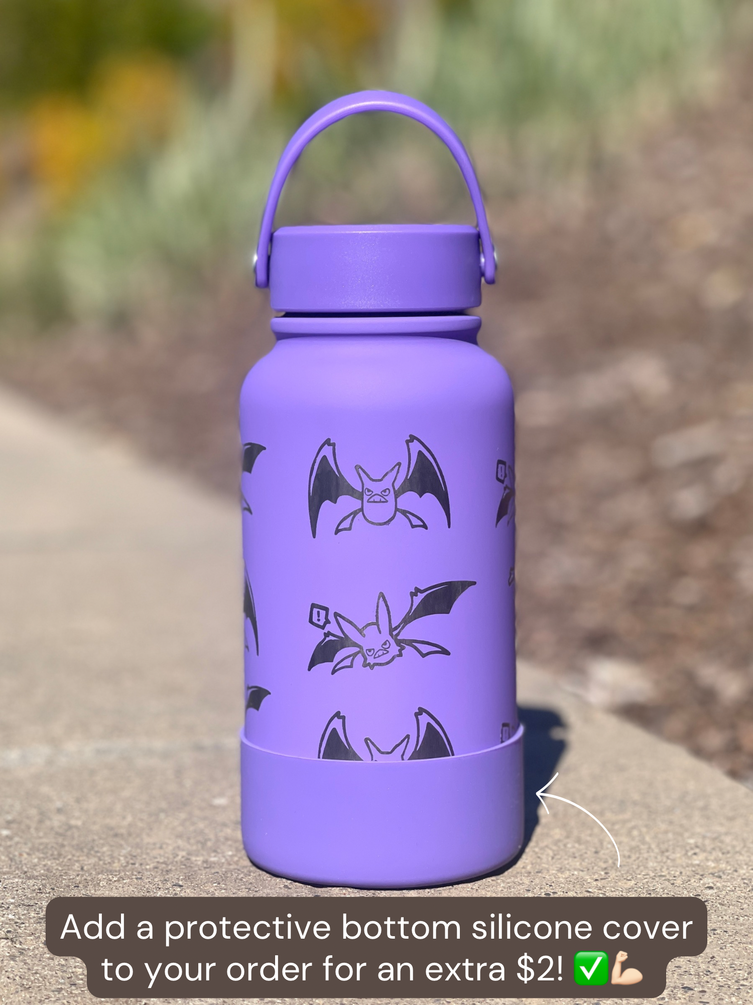 Crobat Water Bottle Engraved Waterbottle, Bat Crobat with Beanie Coffee Tumbler Thermos Travel Mug, Gamer Anniversary Gift