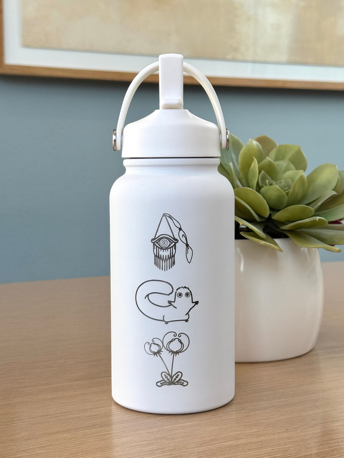 Witch Hat Atelier Water Bottle Engraved Coffee Tumbler, Iguin Rainflinger Palm Quire Symbol Brushbuddy Diadem Herb Quifrey Glasses, Anime Fan Birthday Gift