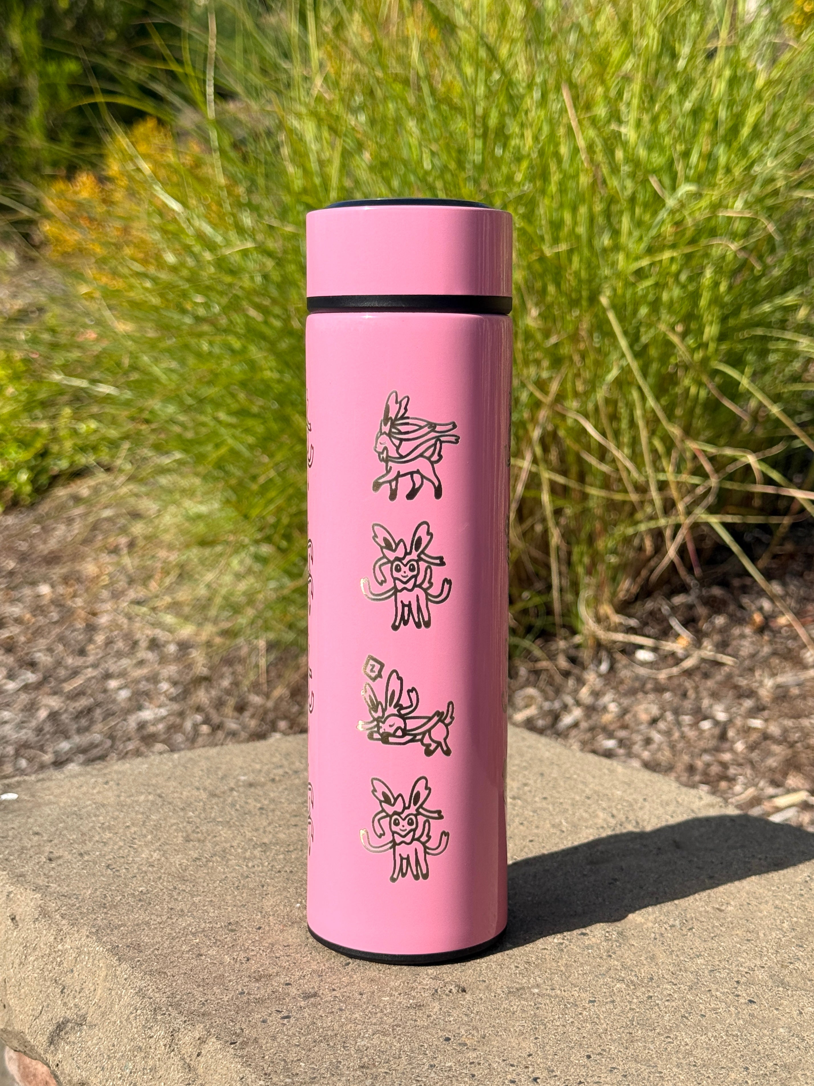Sylveon Coffee Tumbler Tea Infuser, Fairy Eeveelution Water Bottle Travel Mug, Anime Fan Gift